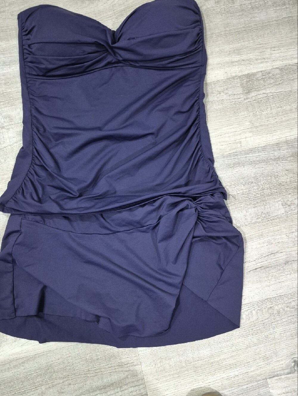 Anne Cole Navy Swim Top with Gold Logo Accent - Picture 4 of 6